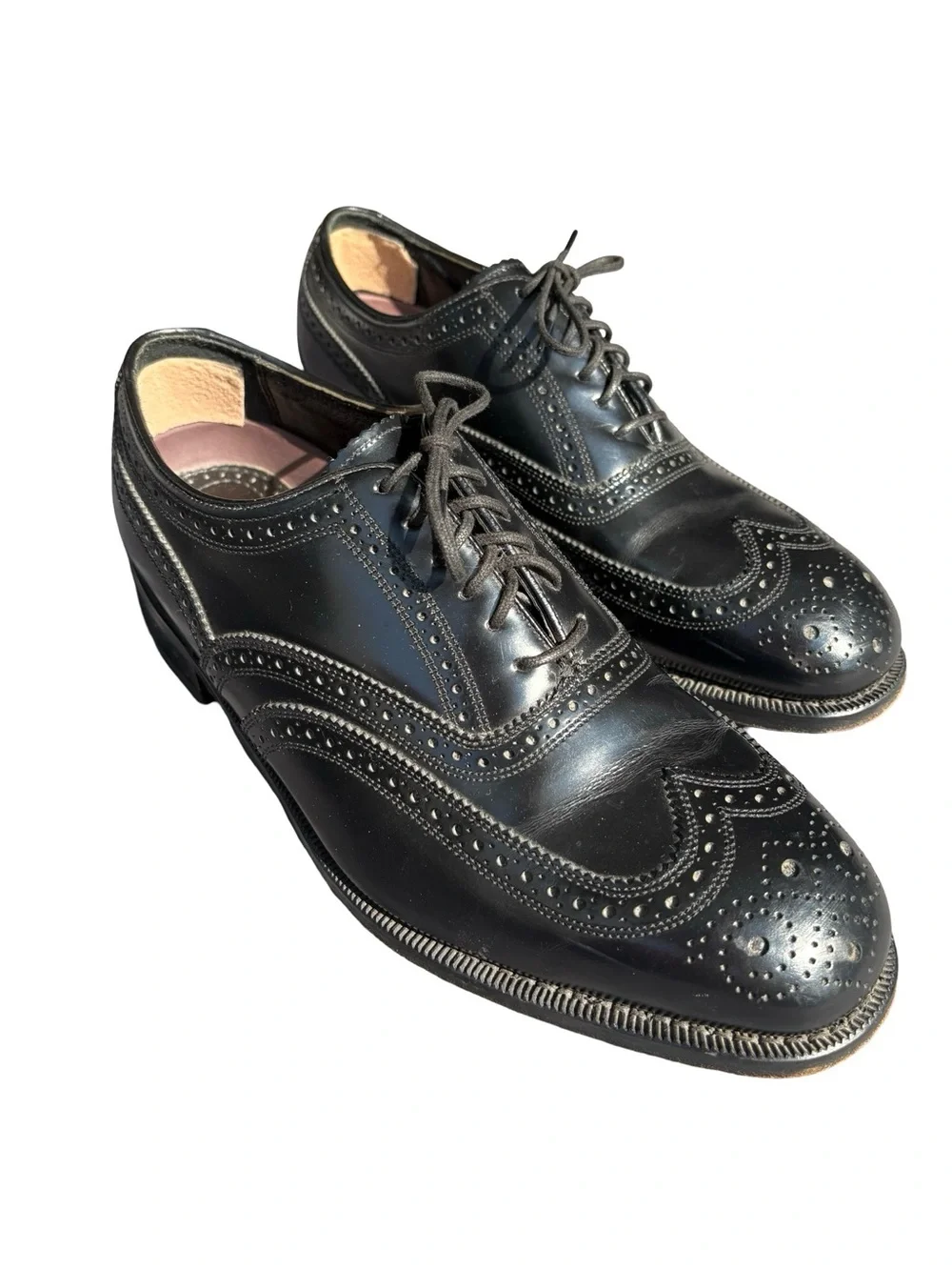Florsheim Lexington Wingtip Oxford Black Leather Shoes Mens 9 Narrow Fit